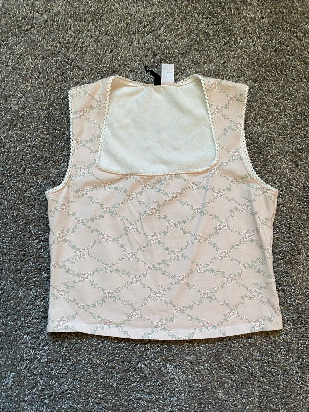 Divided H&M Pale Pink Floral Square-Neck Tank Top